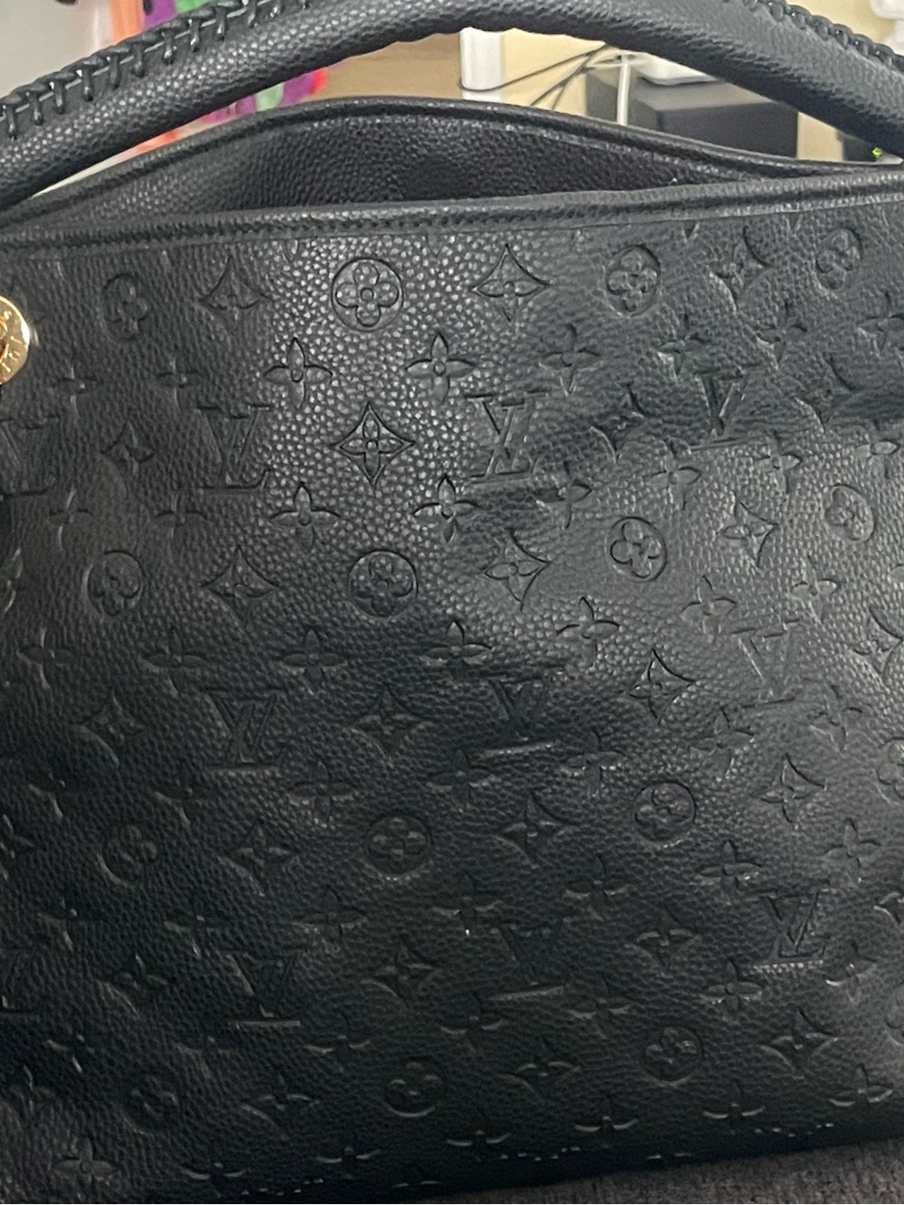Black Embossed Monogram Braided-Handle Satchel - Picture 7 of 15